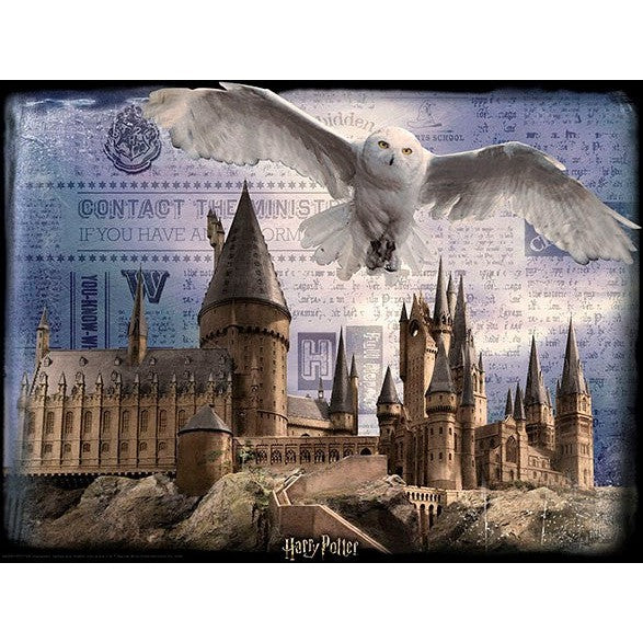 Wizarding World : Harry Potter Hogwarts Castle and Hedwig 3D image puzzle (500pc)