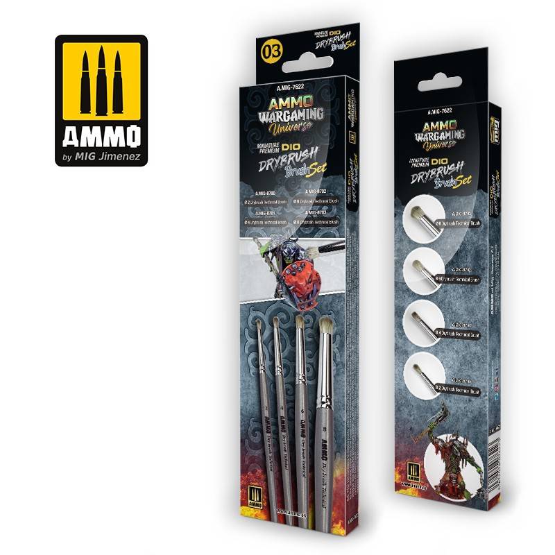 Ammo - Mig : Brush set - DIO Drybrush