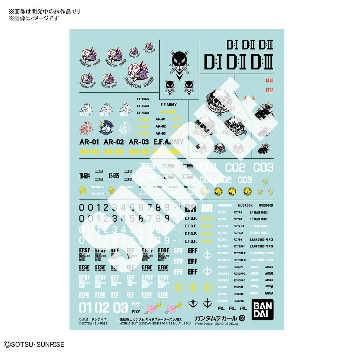 Gundam Decals : No. 136 Mobile Suite Gundam Side Stories Multiuse 1 1/144 1/100