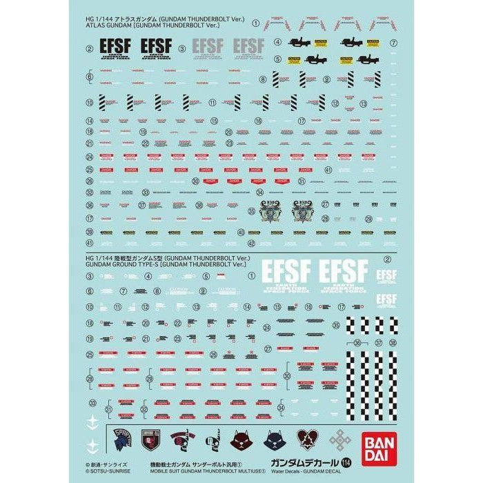 Gundam Decals : No. 114 Mobile Suite Gundam THUNDERBOLT Multiuse 1 scale 1/144