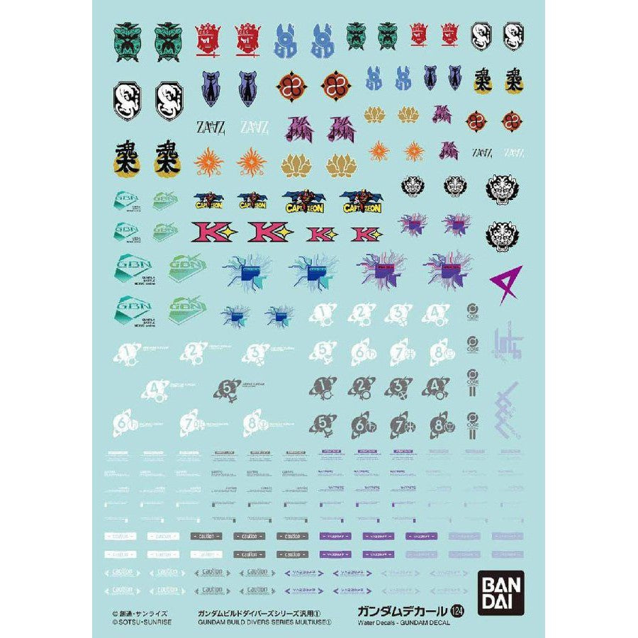 Gundam Decals : No. 124 Gundam Build Divers Series Multiuse 1 scale 1/144
