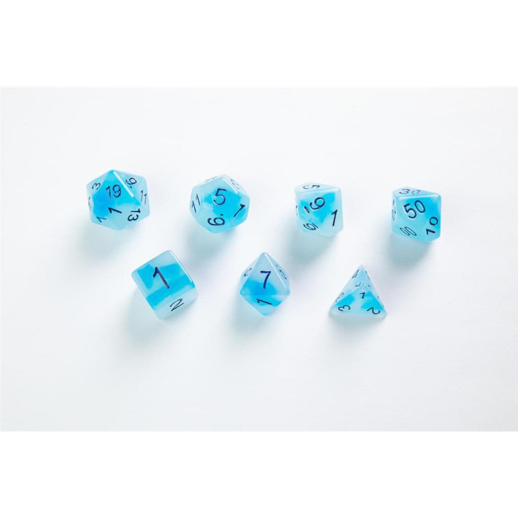 DICE GLOW SERIES ICY CRUMBS RPG DICE SET 7PCS