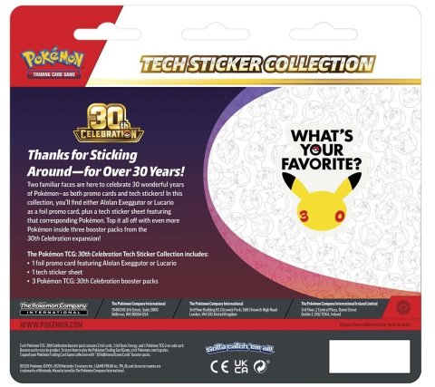 Pokémon: 30th Celebration - Tech Sticker Blister: Lucario