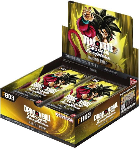 Dragonball Super card game Fusion World - FB03 Raging Roar booster display