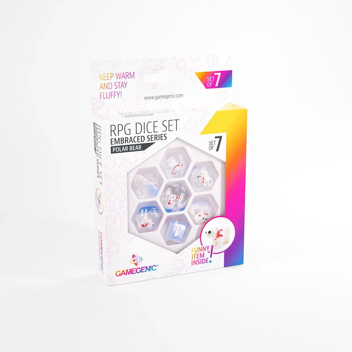 DICE EMBRACED SERIES POLAR BEAR RPG DICE SET 7PCS