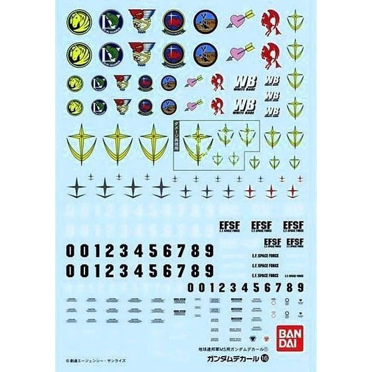 Gundam Decals : No. 016 Gundam Decal Set 1 for MS (Earth Federation Space Force ) scale 1/100