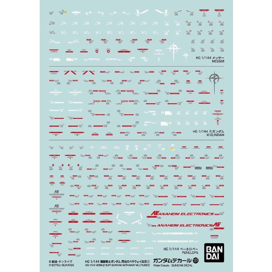 Gundam Decals : No. 122 Mobile Suite Gundam Hathaway Multiuse 1 scale 1/144