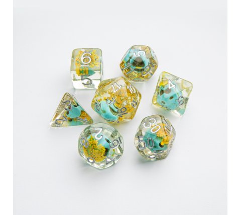 DICE EMBRACED SERIES GREEN SKULL RPG DICE SET 7PCS