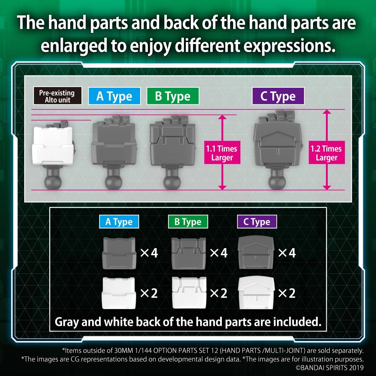 Option Parts Set 12 [ Hand Parts / Multi Joints ] 30MM 1/144
